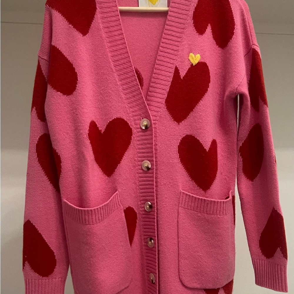Stunning Kerri Rosenthal “Poppy’s Cardi Imperfect Heart”Cashmere Sweater XS